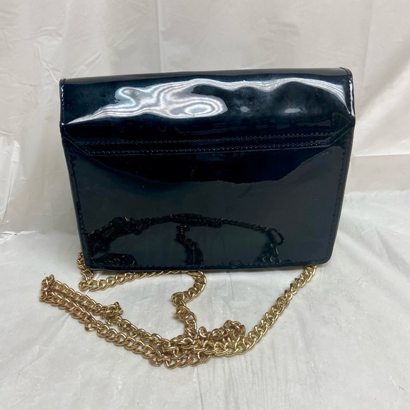 Jimmy Choo Black Faux Patent Leather Cosmetic Pouch Crossbody 7.5in x 5in x 2.5 - Picture 3 of 11